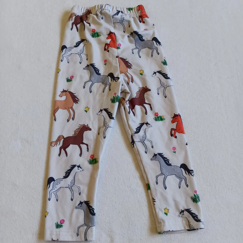 Kids Sz9-12M Leggings with Colorful Horse Print